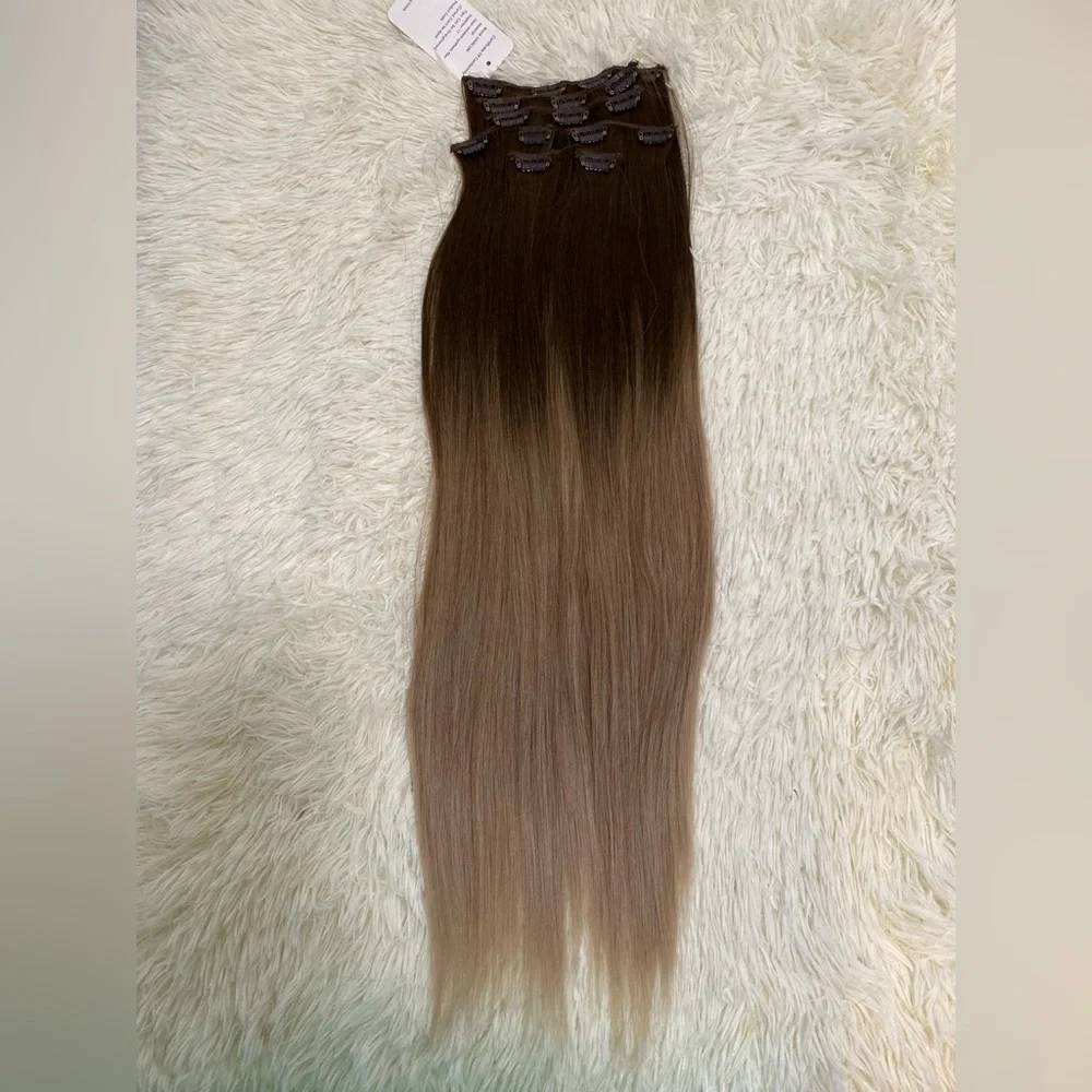 Human hair blend Clip in Balayage 22” Hair Extensions